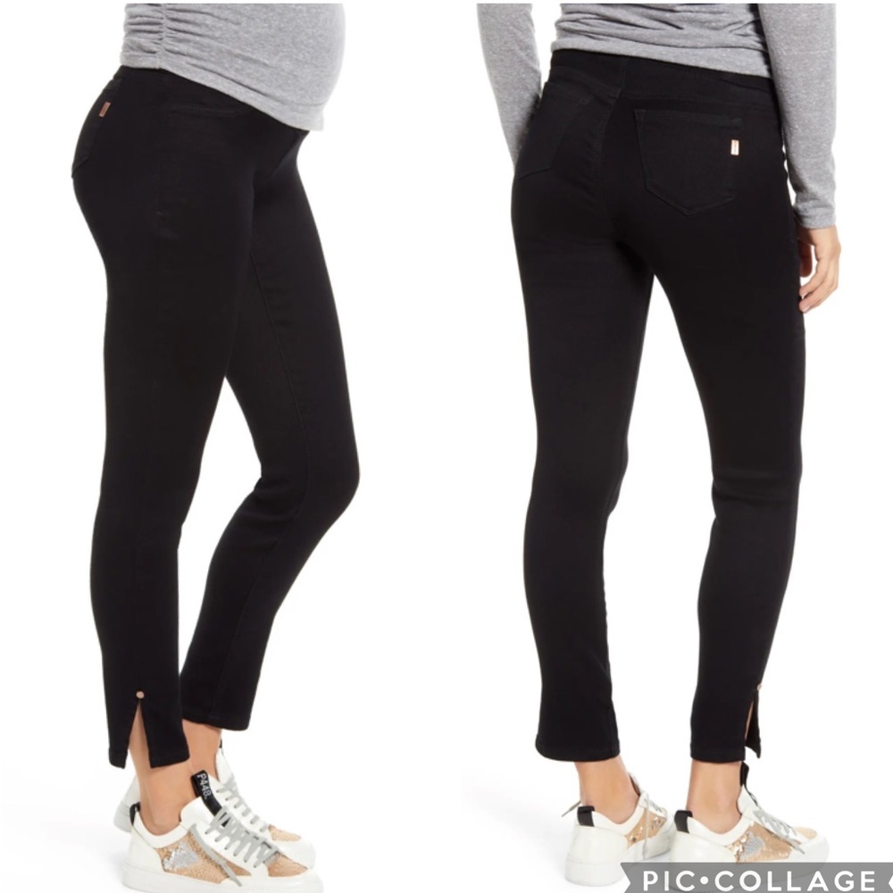 1822 Denim Butter‎ Ankle Slit Skinny Black 25 Maternity